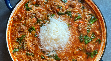 RECIPE: GROUND W/FENNEL AND ROSEMARY ORZO STEW